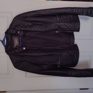 Black Quilted Faux Leather Jacket